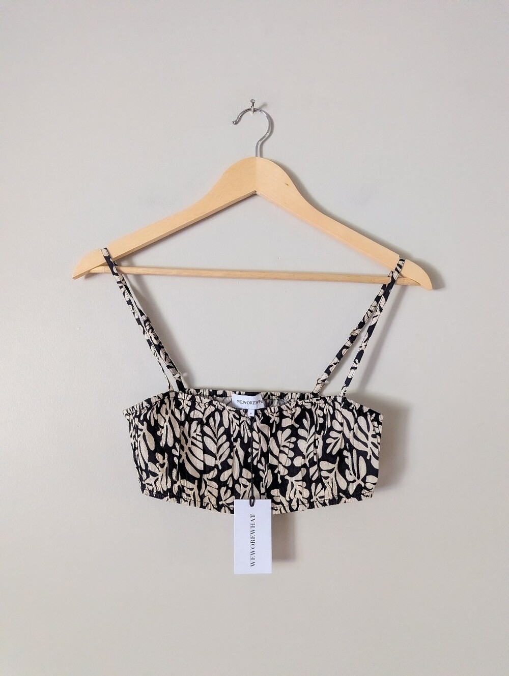 WeWoreWhat Ruched Bra Top Safari Leaves